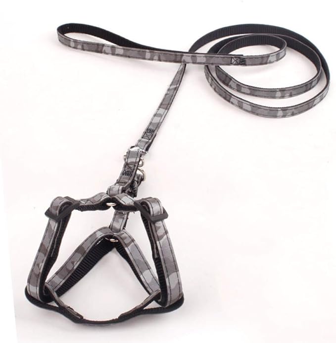 Camouflage Reflective Harness + Lead Medium